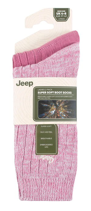 Dames Wandelsokken | Jeep | 2-Pack Hoogwaardige Polyester Hardloopsokken - Cerise / Crème - Image 2