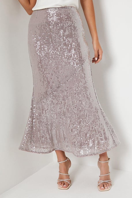 Sequin Midi Slip Skirt