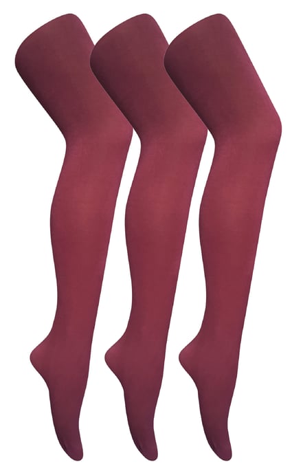 3 paar dames gekleurde ondoorzichtige 80 denier panty's - Bordeaux - Image 1