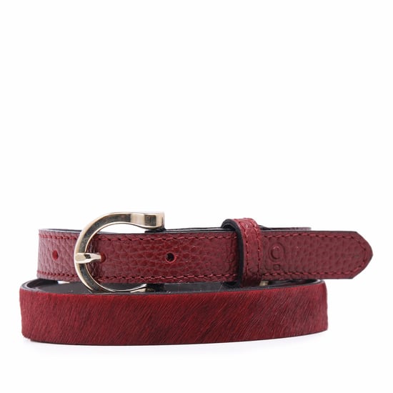 Womens Burgundy Leather Belt