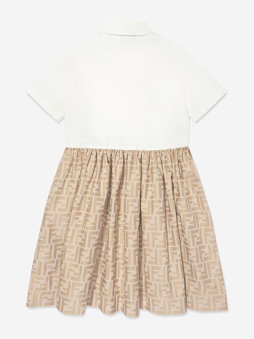 Fendi Meisjes FF Jacquard Jurk in Beige - Image 2