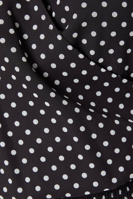 Spot Chiffon Shirred Hem Wrap Blouse - Image 5
