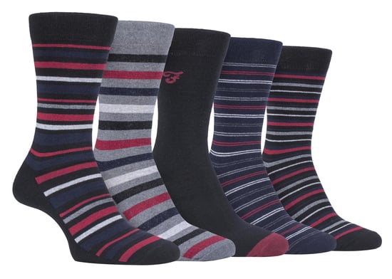 Farah - 5 Pack Heren Dunne Ademend Klassieke Gestreepte Patroon Zachte Top Katoenen Dress Sokken - FCS271BLKBER (Gestreept) - Image 1