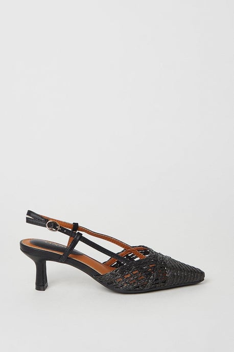 Verona Woven Slingback Kitten Heel Court Shoes
