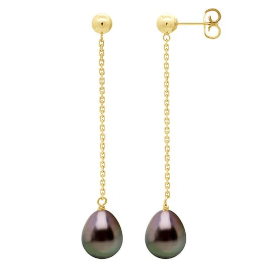 Hanging Earrings - Real Cultured Tahiti Pearls Pear 8-9 mm