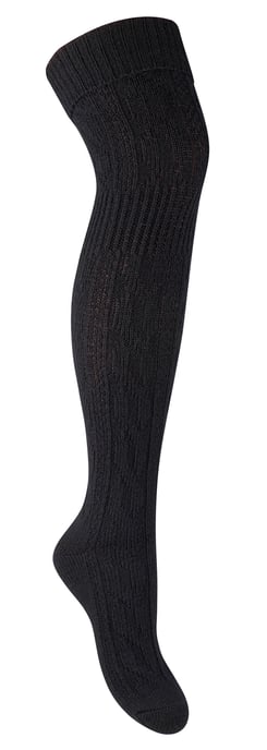Steven - Dames 1 Paar Over De Knie Wol Sokken | Winter Warme Lange Sokken - Zwart - Image 1