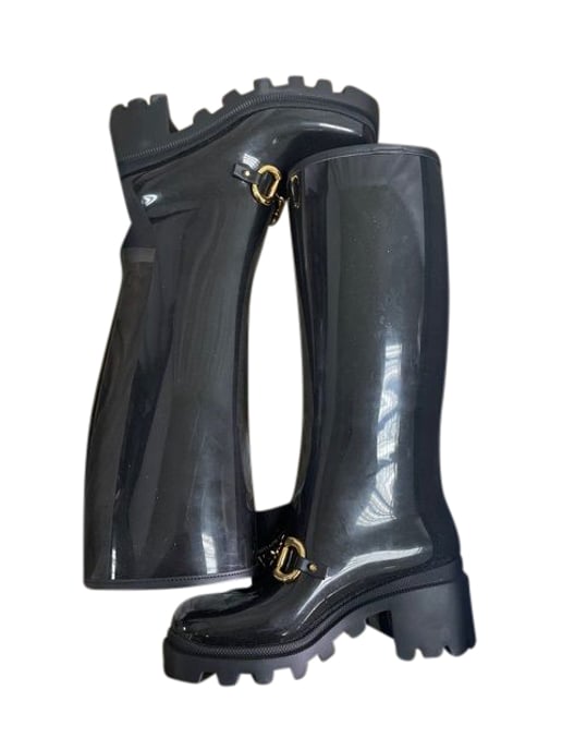 Gucci Dames Hoge Rubberlaars met Paardenbit in Zwart Leer - Image 5