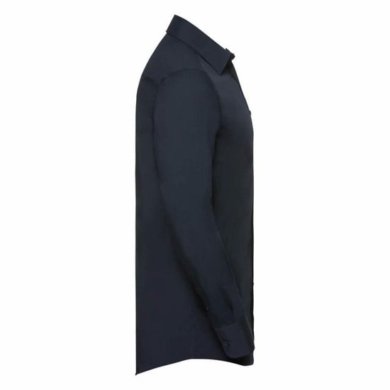 Russell Collectie Heren Lange Mouw Poly-Katoen Gemakkelijke Verzorging op maat gemaakt Poplin Shirt (Franse marine) - Image 3