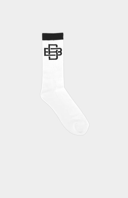 Black Bananas Monogram Socks, White