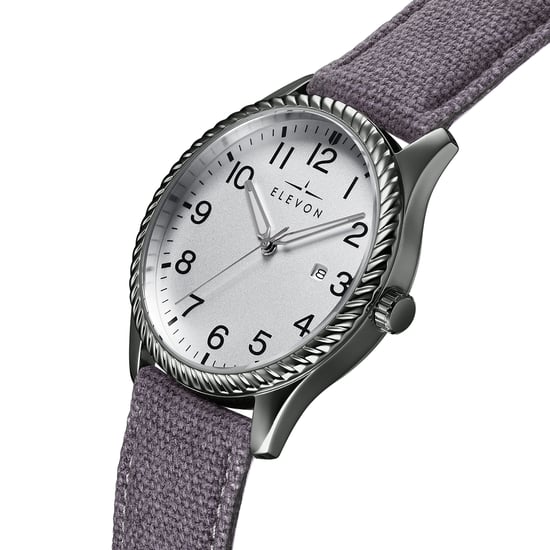 Elevon Crosswind Canvas-Overlaid Leather-Band Watch w/ Date