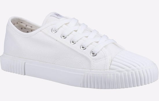 Hush Puppies Brooke Stof Dames Witte Sneakers - Image 2