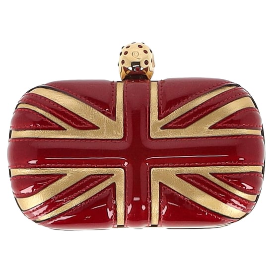 Alexander McQueen Britannia Skull Box Clutch Bag in Red Patent Leather - Image 2