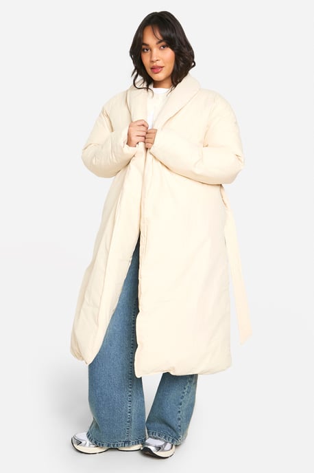 Plus Belted Duvet Puffer Coat - Image 1