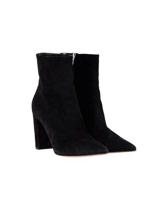Gianvito Rossi Pointed-Toe Ankle Boots in Black Suede - Image 3