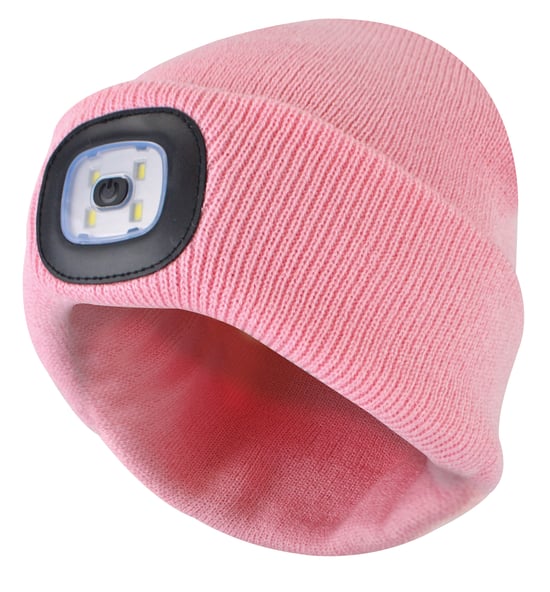 Led-muts voor dames | Dames gebreide oplaadbare muts | Wintermuts met hoofdlamp - Roze - Image 1