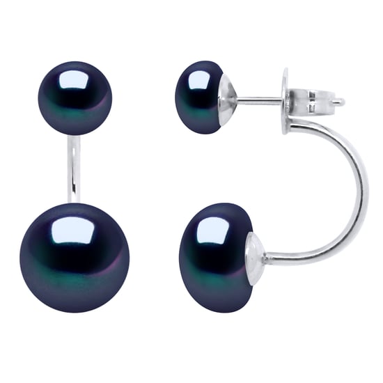 Earrings Duo Real Cultured Freshwater Pearls Button 6 and 9 mm