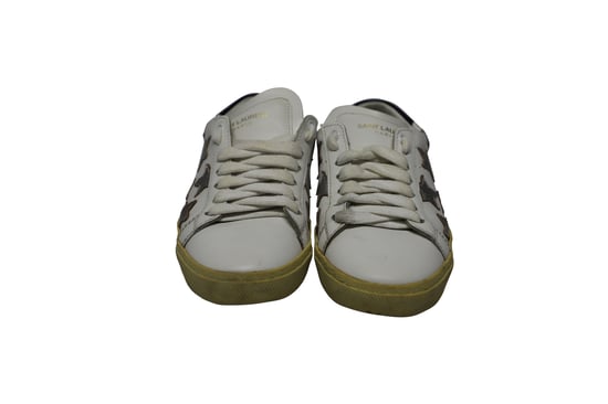 Saint Laurent Paris SL/06 Metallic Stars Lage Sneakers in Witte Leer - Image 2