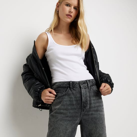 River Island Womens Straight Jeans Black High Waisted