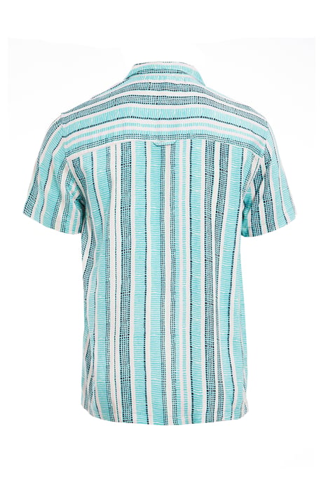 Short Sleeve Revere Collar Aztec Shirt in Mint