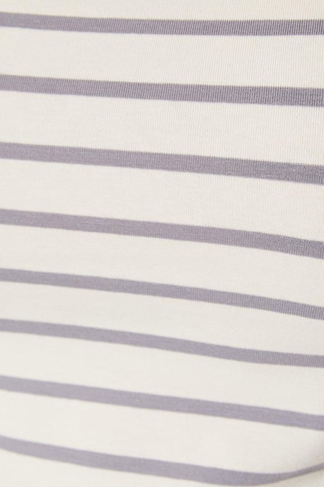 Stripe Asymetric Neck Long Sleeve Midi Dress