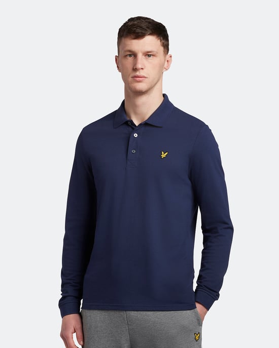 Lyle & Scott Polo shirt met lange mouwen in Marine - Image 1