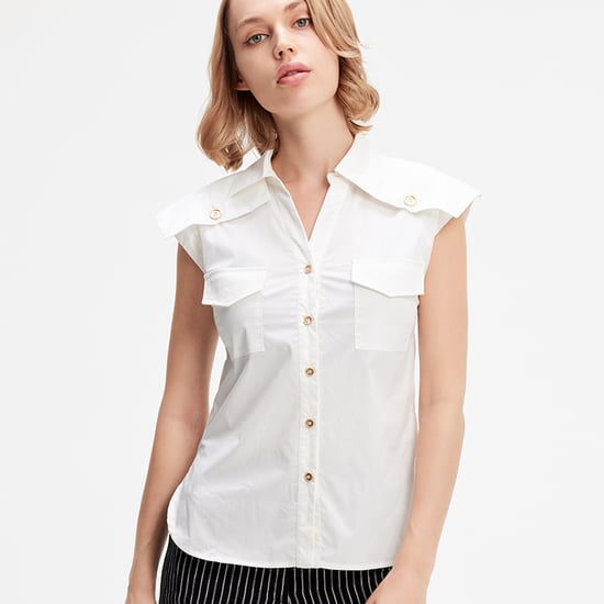 Mouwloos shirt met flappen op schouders - Image 1