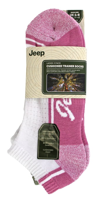 Dames Prestatie Trainer Sokken | Jeep | Ademend Dikke Buiten Cushioned Lage Sokken met Ondersteuning voor de Voetboog - Wit - Image 2