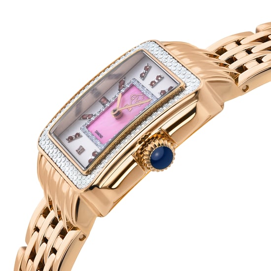 GV2 Womens Padova Gemstone Pink Mother of Pearl Dial Swiss Quartz Stainless Steel Watch