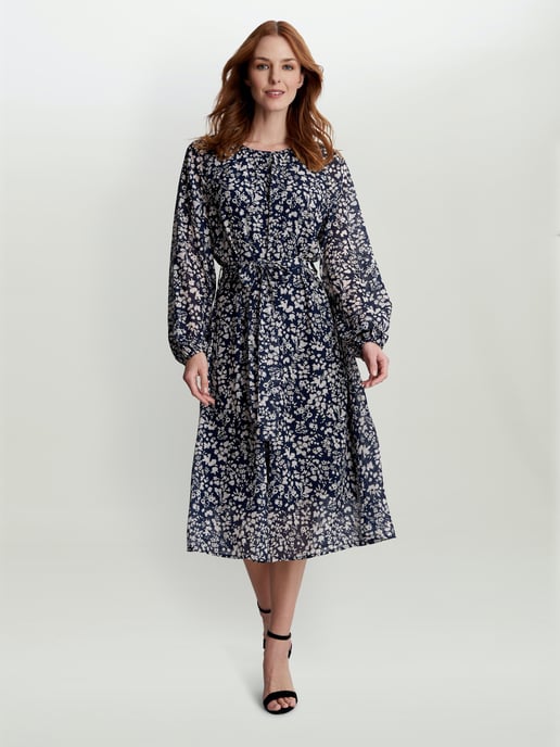 Alaska Unwaisted Long Sleeve Dress With Belt