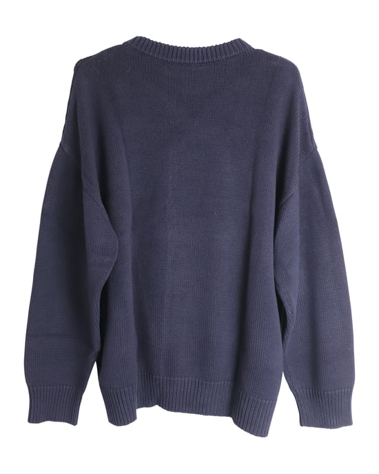 Balenciaga Oversized Borduur College Logo Crewneck in Marineblauwe Katoen - Image 2
