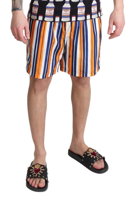 Dolce & Gabbana Men's Multicolor Striped Beachwear Swimshorts