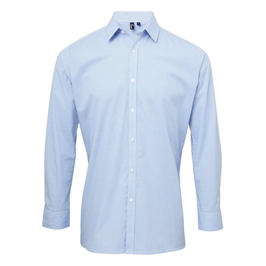 Premier Heren Gingham overhemd met lange mouwen (Lichtblauw/Wit) - Image 1