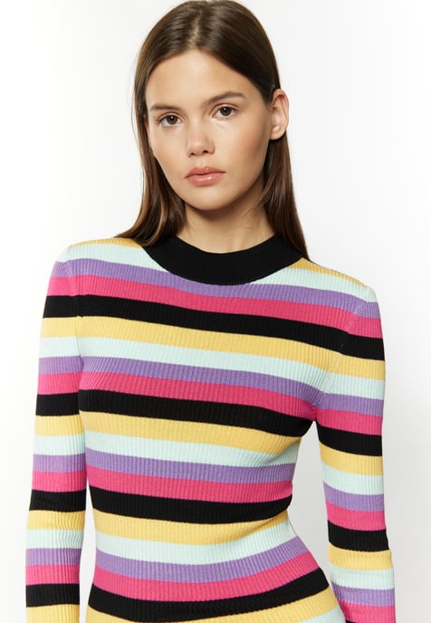 Mymo Gebreide jurk Dames Zwart Veelkleurig - Image 5