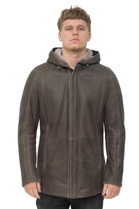 Men's sheepskin parka coat with hood - Alafaya