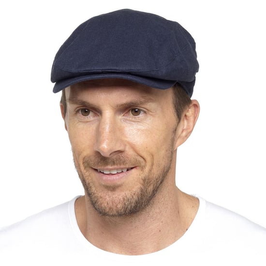 Heren linnen platte pet in crème en denim - Spijkerbroekblauw - Image 2