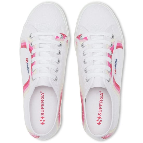 Superga 2790 Ronde Strepen Katoen Damestrainers Wit/Schaduwblauw - Image 3