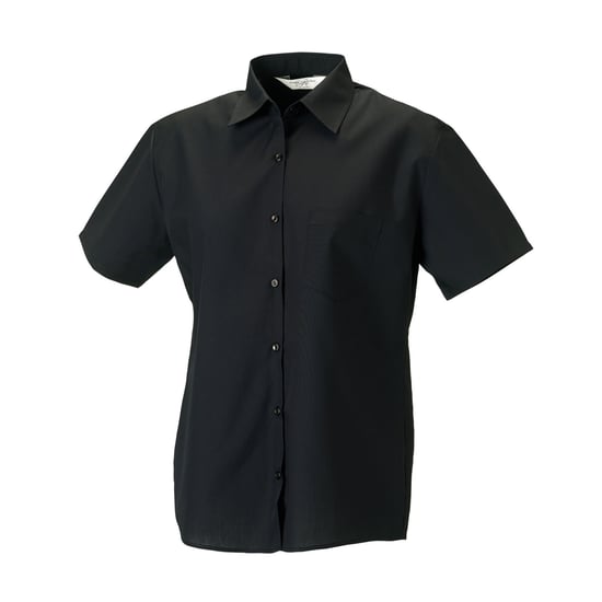 Russell Collection Dames/Dames Poplin Easy-Care Formeel Overhemd met Korte Mouwen (Zwart) - Image 1
