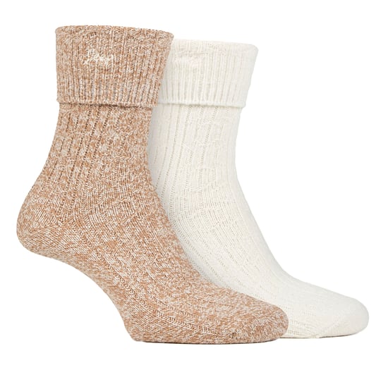 Dames Turn Cuff Sokken | Jeep | Wandelsokken Vrouwen, Comfortabele Performance Polyester Sokken - Taupe / Crème - Image 1