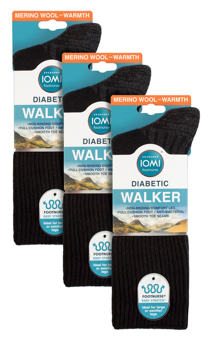 IOMI FOOTNURSE - 3 Paar Diabetische Wollen Laarssokken voor Heren - Zwart - Image 2