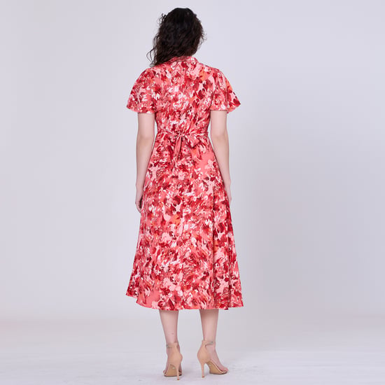 Wrap midi abstract print midi dress