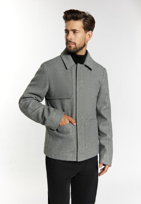 Dreimaster Overgangsjack in wollen look Heren grijs melange - Image 3
