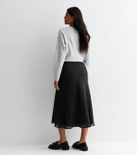 Animal Print Jacquard Bias Midi Skirt