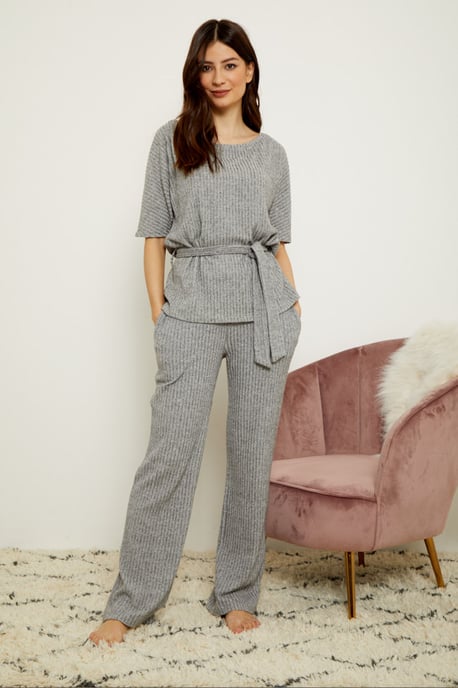 Grey Super Soft Short Sleeve Loungewear Top