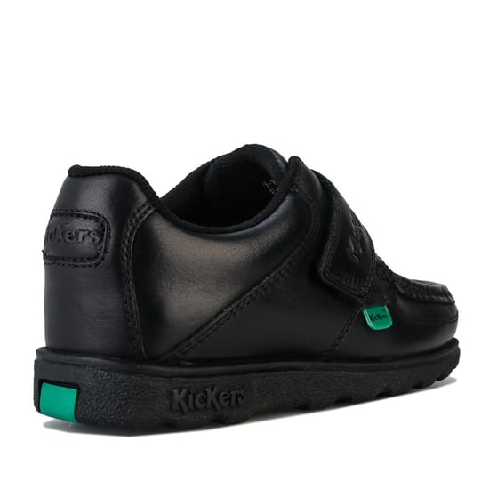 Boy's Kickers Children Fragma Lo Strap Leather Shoe in Black - Image 3