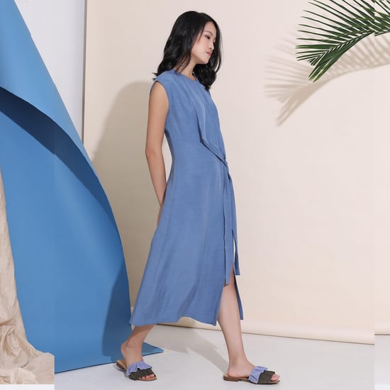 Side Tie minimalistische midi -jurk - Image 3