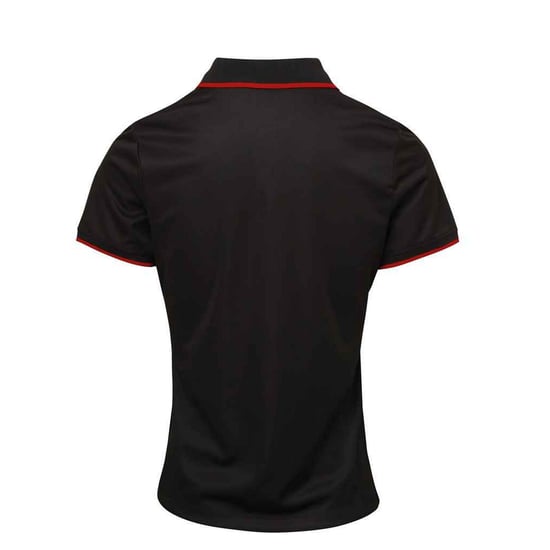 Premier Dames/Dames Coolchecker Contrast Piqué Poloshirt (Zwart/Rood) - Image 2