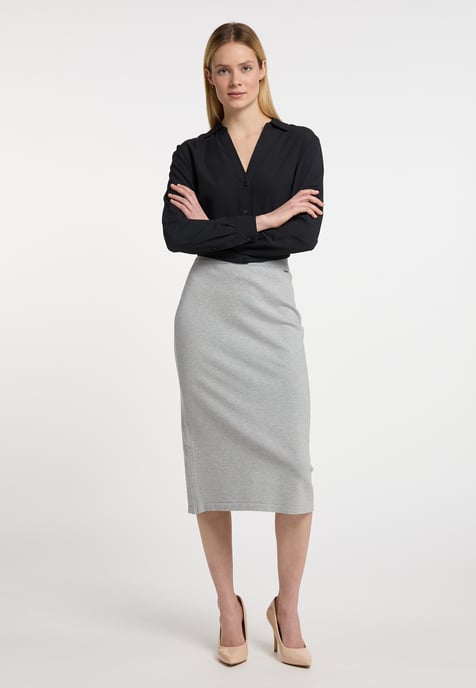 Dreimaster gebreide rok Dames grijs melange - Image 4