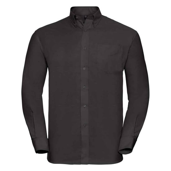 Russell Collection Mens Oxford Easy-Care Long-Sleeved Formal Shirt (Black)