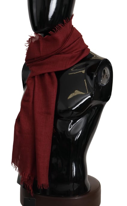 Dolce & Gabbana Red DG Crown Cashmere Silk Shawl Fringe Wrap Men's Scarf