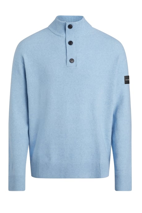 Calvin Klein Lycra Blend Button Half Zip Tropic Blue